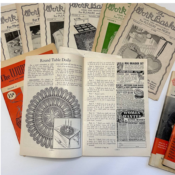 Vintage Needlecraft Ephemera "Work Basket" Booklets With Advertising Lot of 11 - Picture 12 of 12
